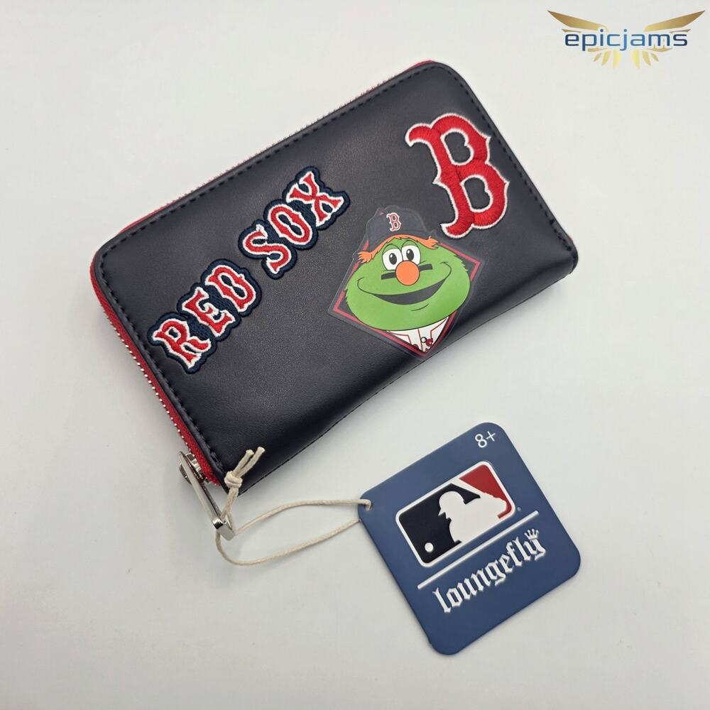 Loungefly MLB Boston Red Sox Patches Zip Around Wallet New